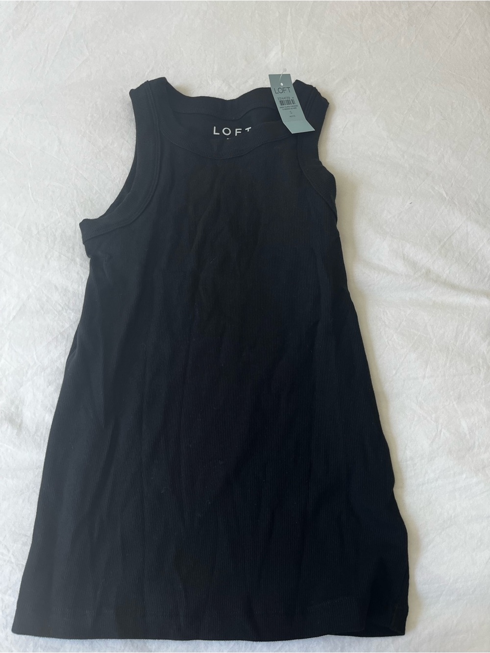 LOFT Black Ribbed Tank Mini Dress